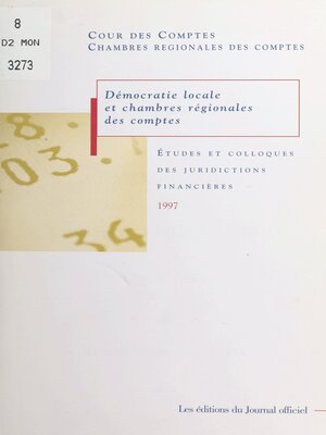 cover image of Démocratie locale et chambres régionales des comptes
